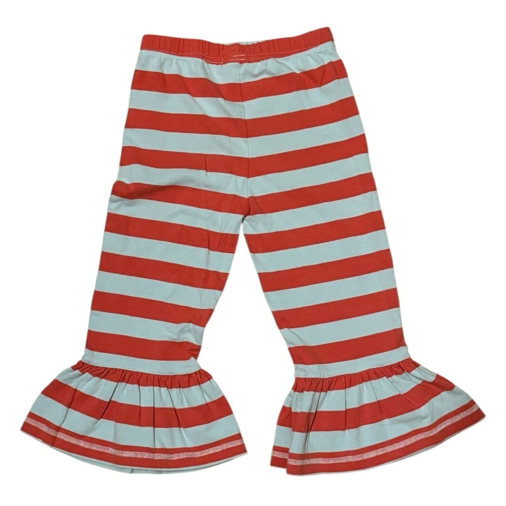 Matilda Jane Girls Red Blue Stripe Ruffle Bell Pants Size 4 - Picture 2 of 4